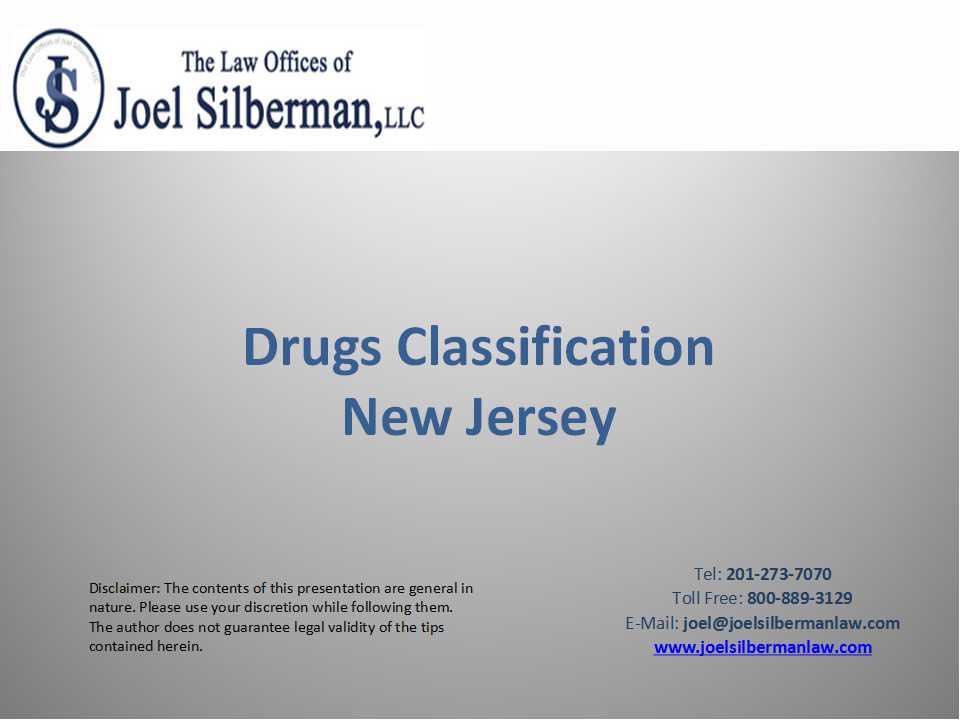Drugs Classification New Jersey